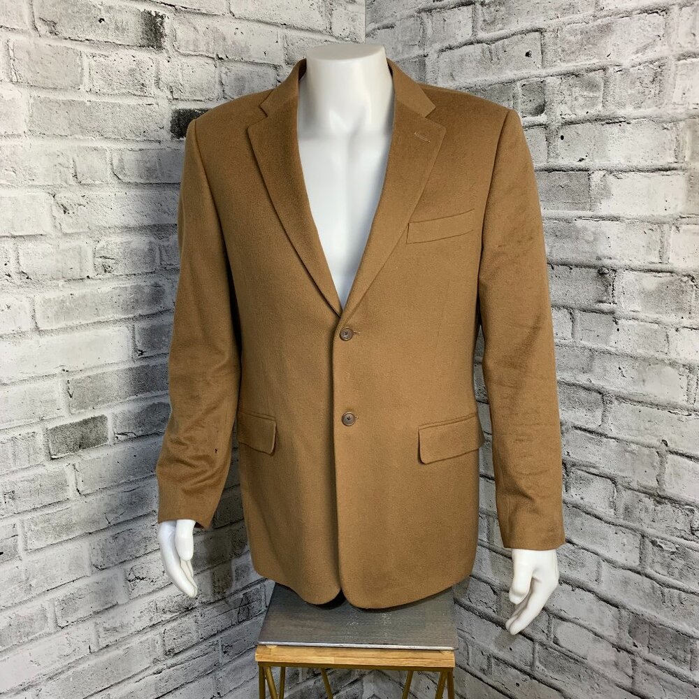 Vintage Union Made Nordstrom 100% Cashmere Camel Classic Blazer Sport Coat